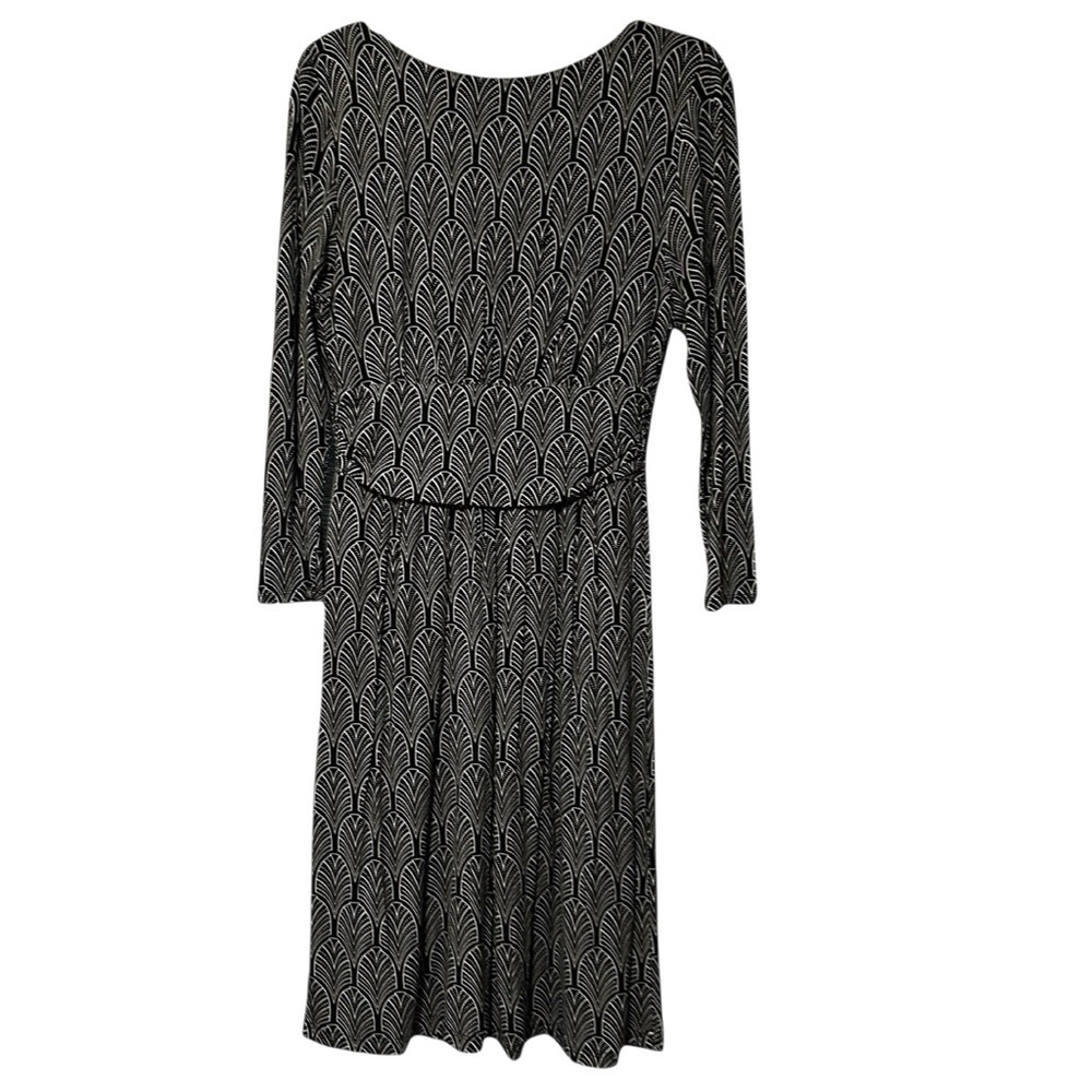 Maeve by Anthropologie Galena Midi Dress – Black & White Art Deco Print – Size M - Picture 4 of 9